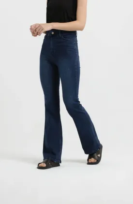 Dark Blue Elongating Flare Jeans