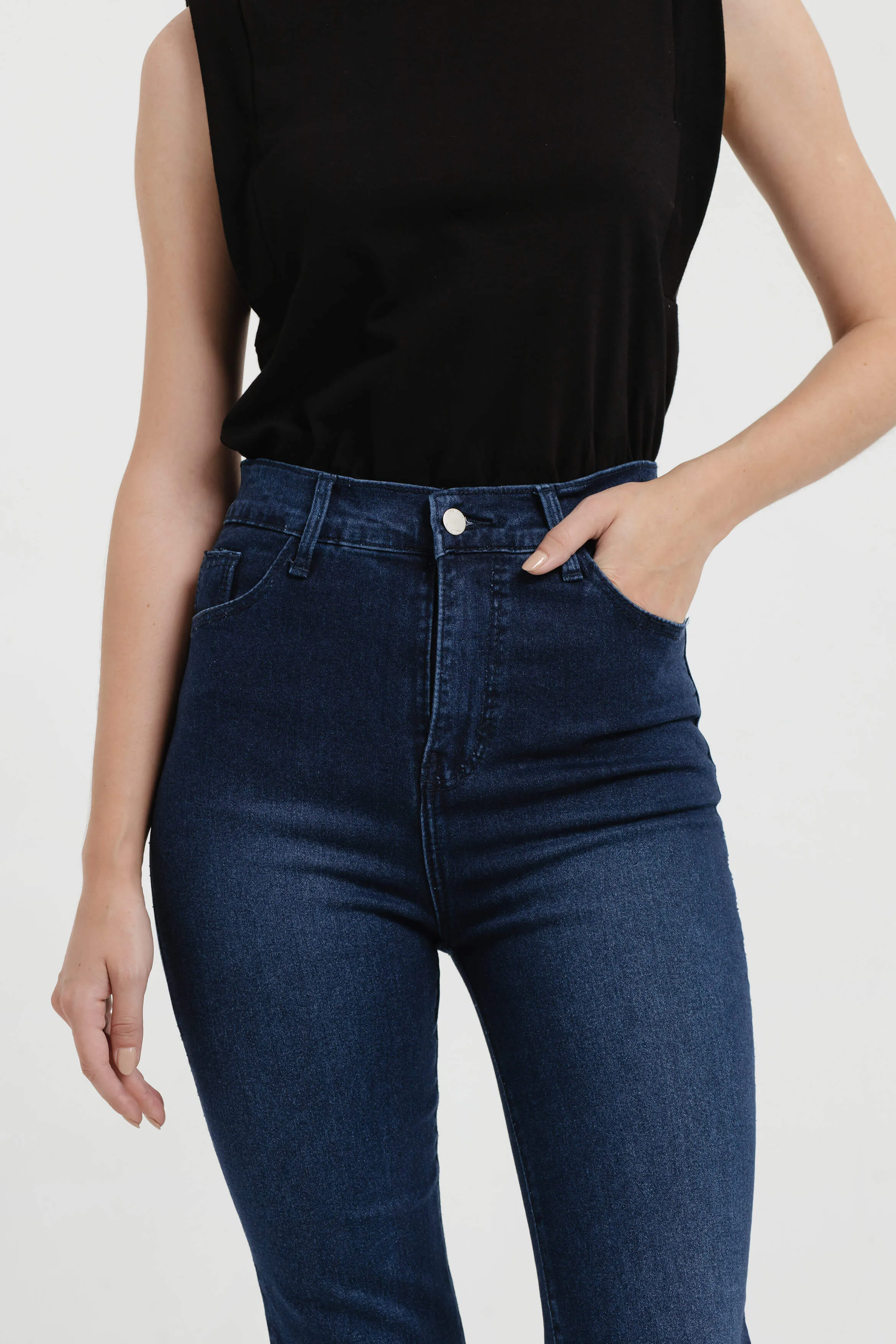 Dark Blue Elongating Flare Jeans