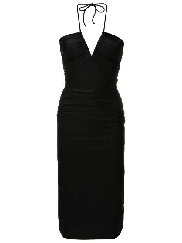 Deco Solid Frilled Midi Dress