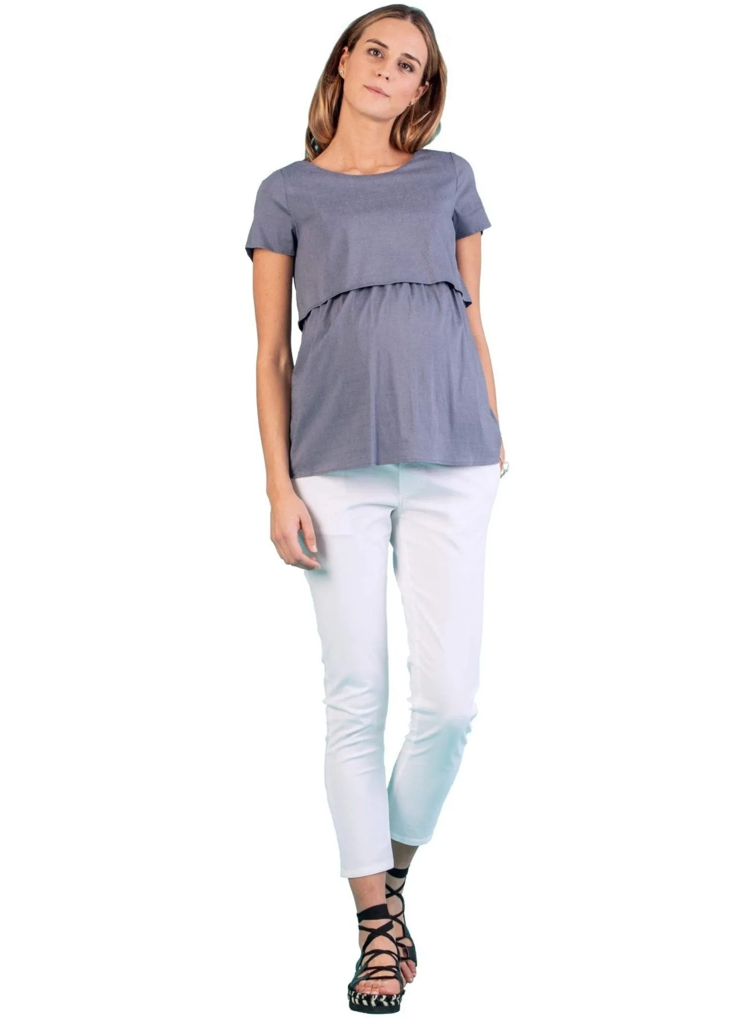 Double Layer Maternity & Nursing Top - Jeans