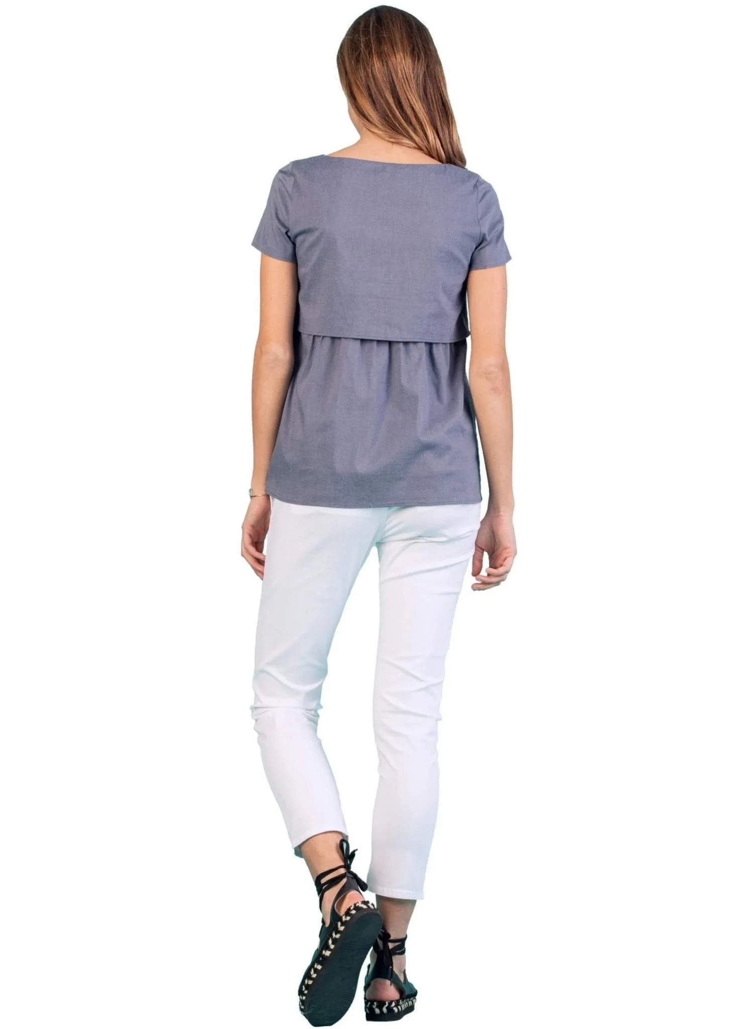 Double Layer Maternity & Nursing Top - Jeans
