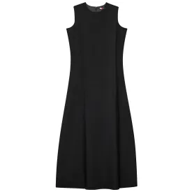 dress midi sleeveless v neck suede - black