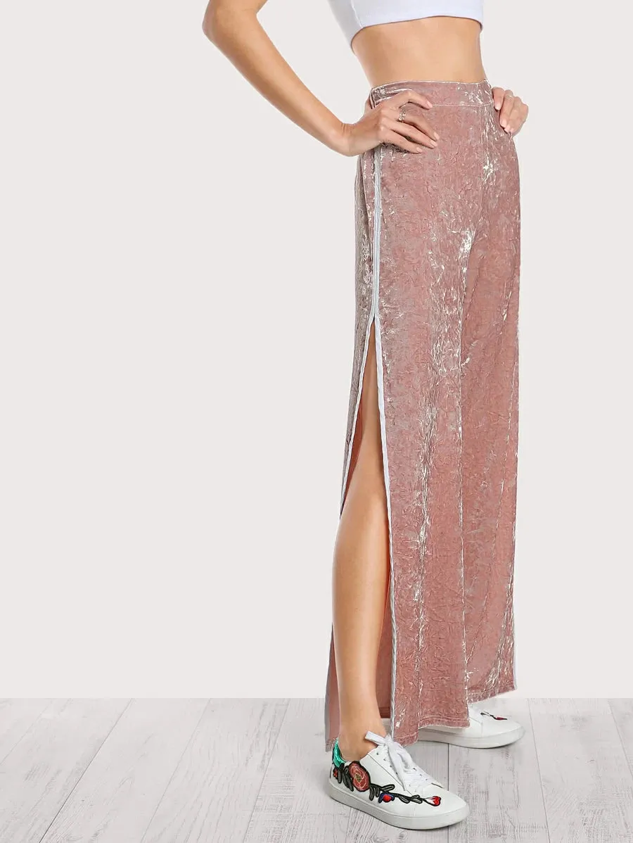 Elasticized Waist Velvet Pants