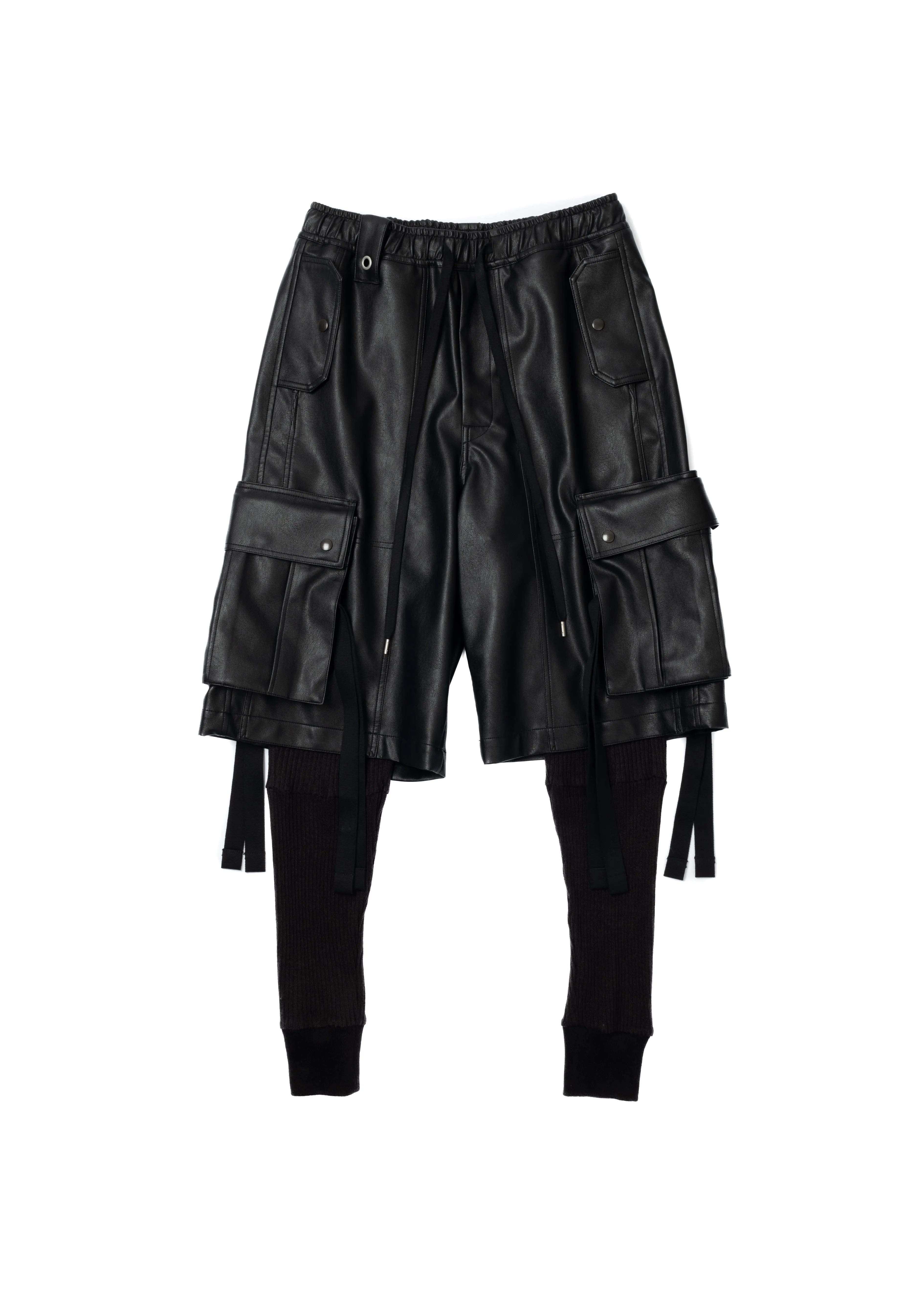 FAUX LEATER LAYERED PANTS