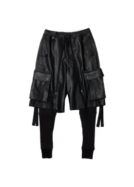 FAUX LEATER LAYERED PANTS