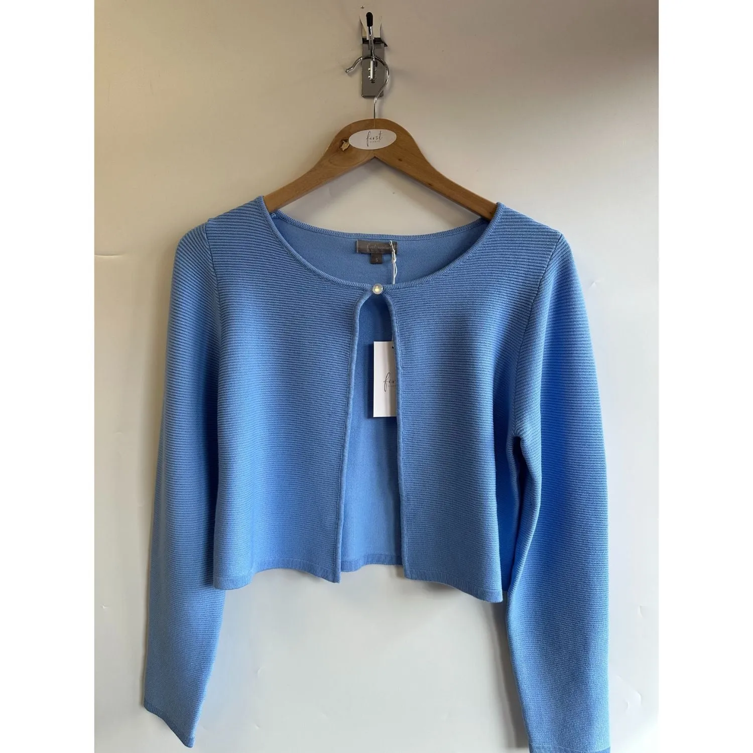 First Avenue M Blue Ribbed Shrug Cardigan - 2611