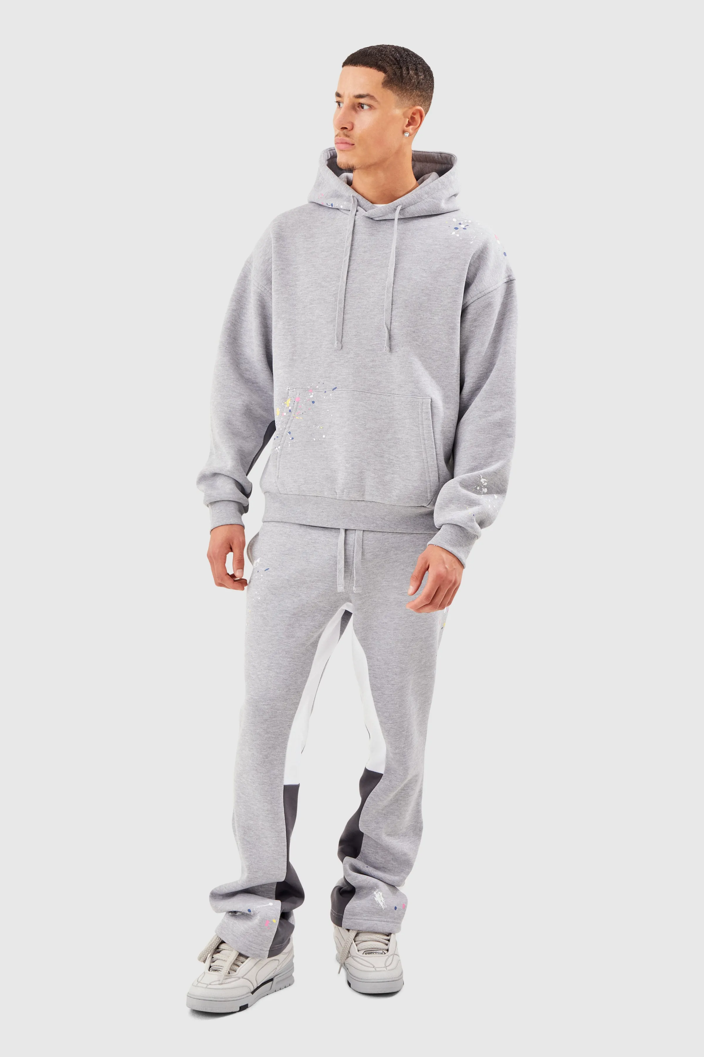FLARED PAINT SMEAR JOGGER - GREY