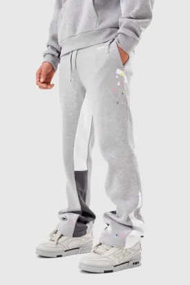 FLARED PAINT SMEAR JOGGER - GREY