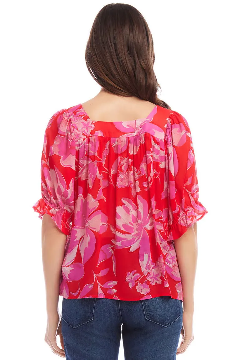 Floral Square Neck Top
