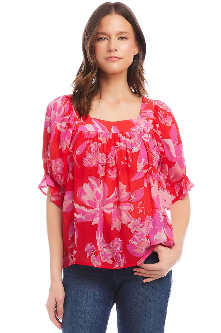 Floral Square Neck Top