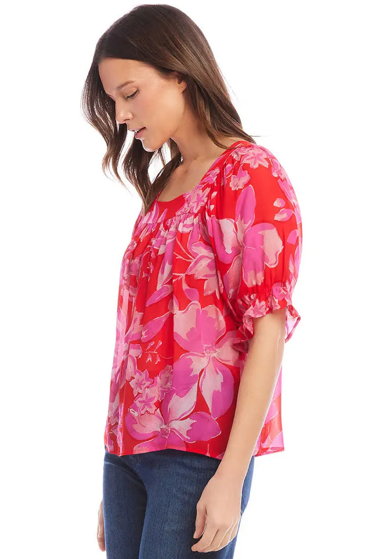 Floral Square Neck Top