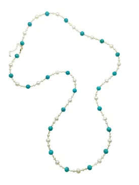 Freshwater Pearls With Turquoise Multi-way Necklace DN215