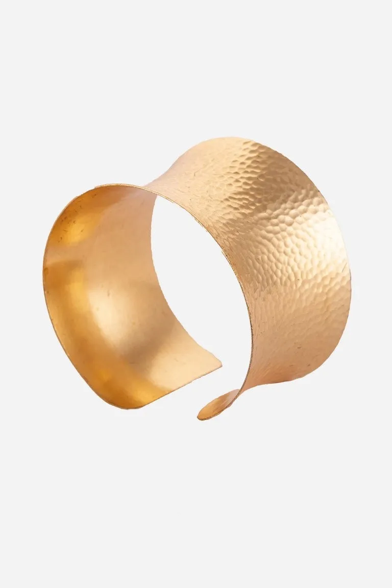 Golden Plain Broad Cuff Bracelet