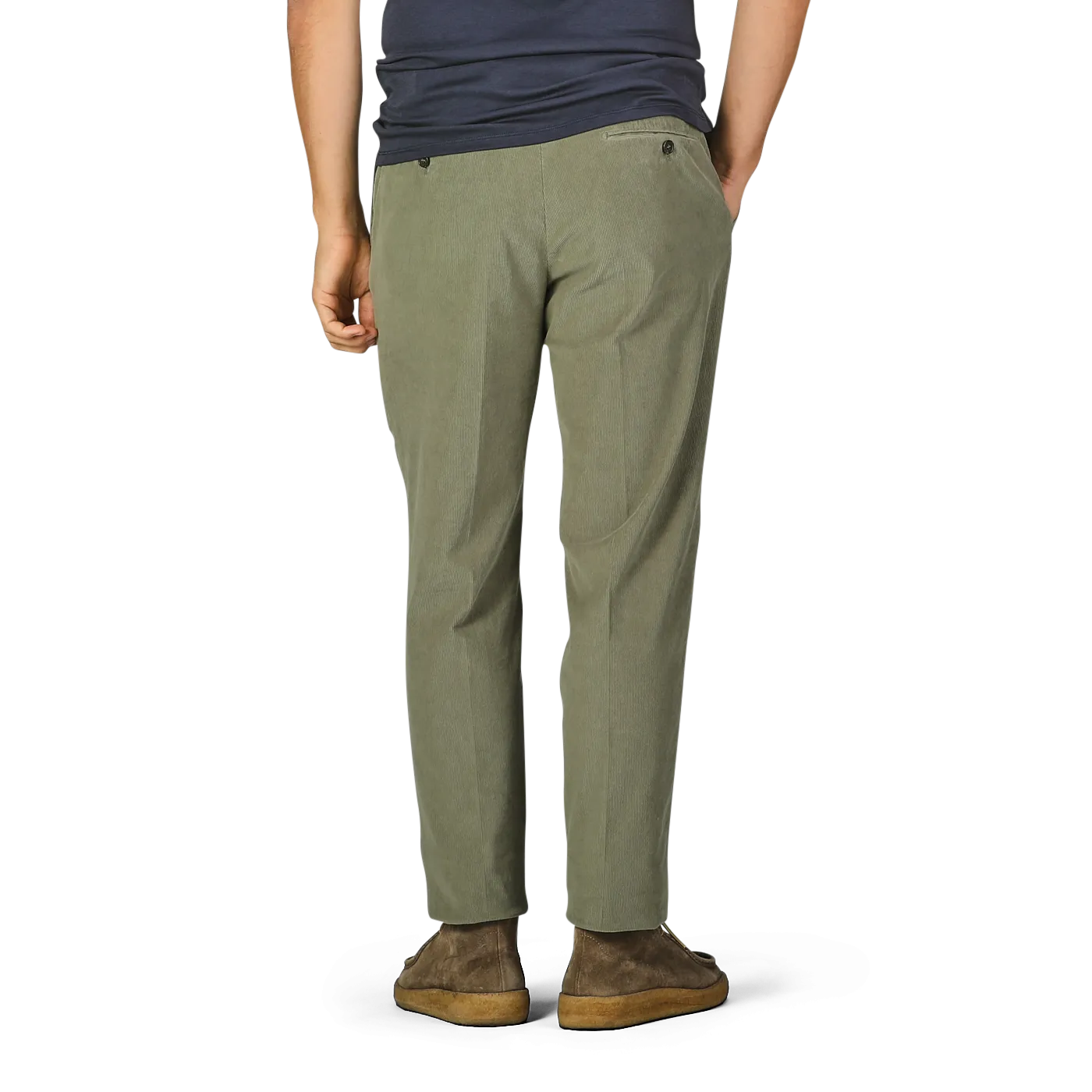 Green Cotton Corduroy High Comfort Chinos