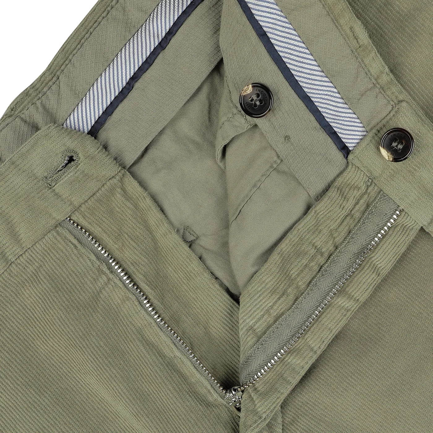 Green Cotton Corduroy High Comfort Chinos