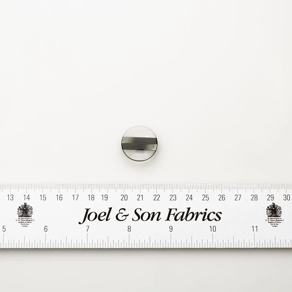 Grey & Black Striped Clear Button - Large