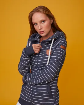Hera Navy Stripe Zip Hoodie