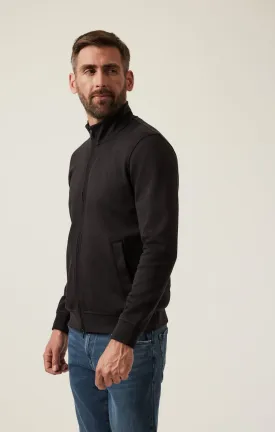 High Neck Zip-Up Sweatshirt In Black