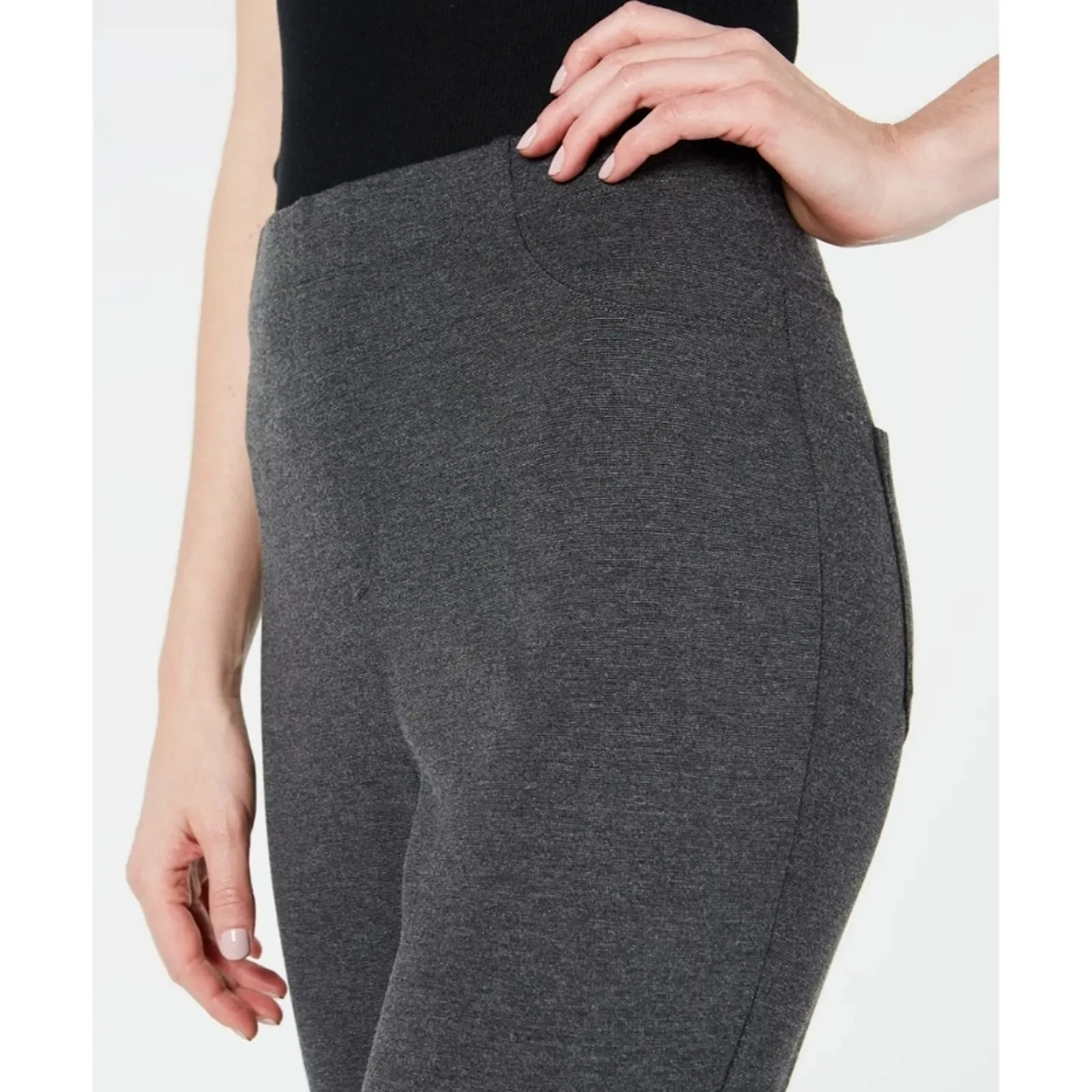 Karen Scott Sport Pull-On Comfort Pants Charcoal Heather XL