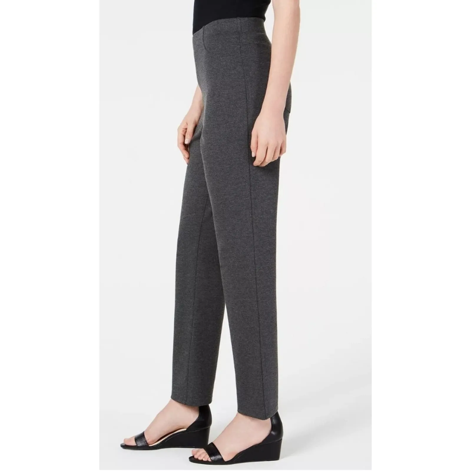 Karen Scott Sport Pull-On Comfort Pants Charcoal Heather XL