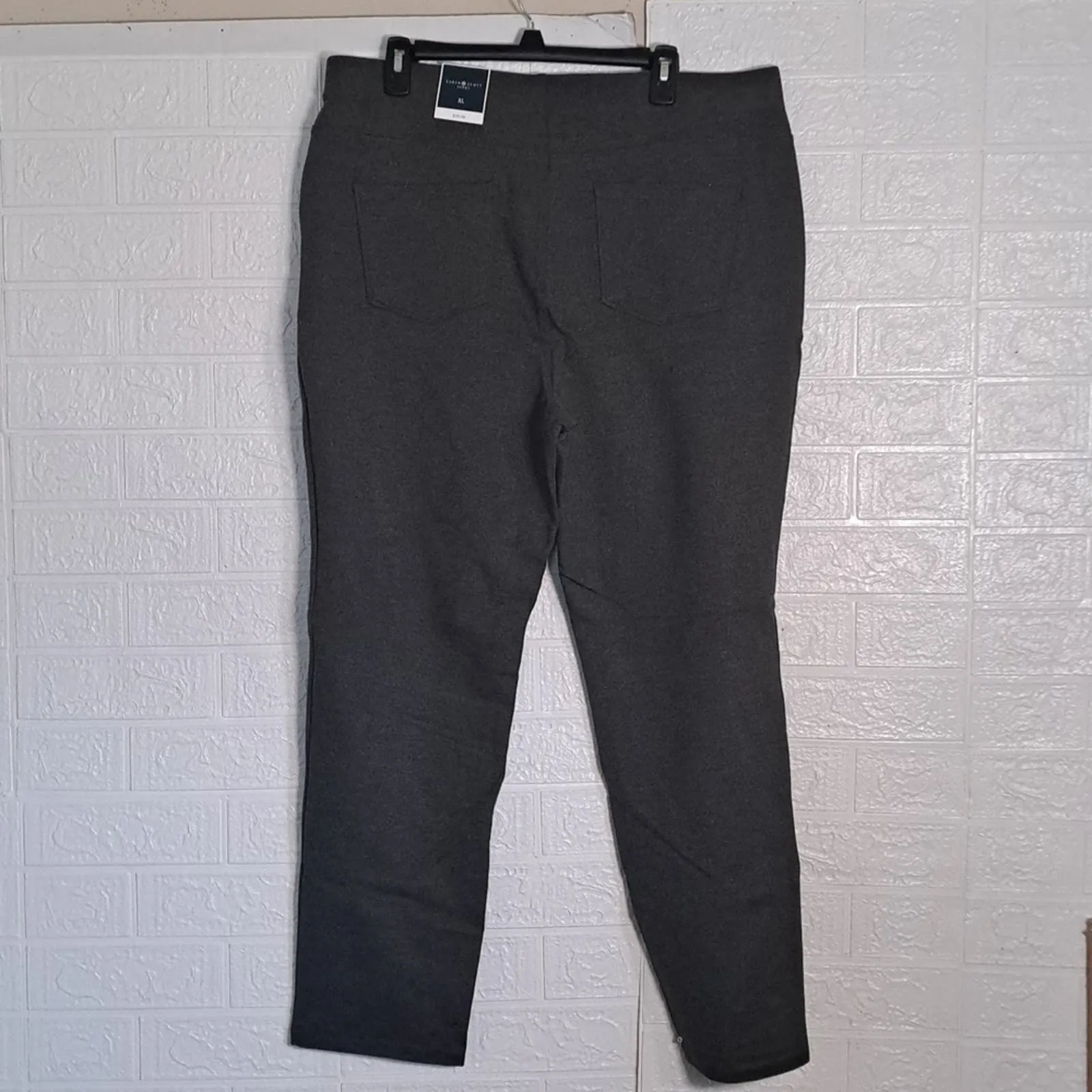 Karen Scott Sport Pull-On Comfort Pants Charcoal Heather XL