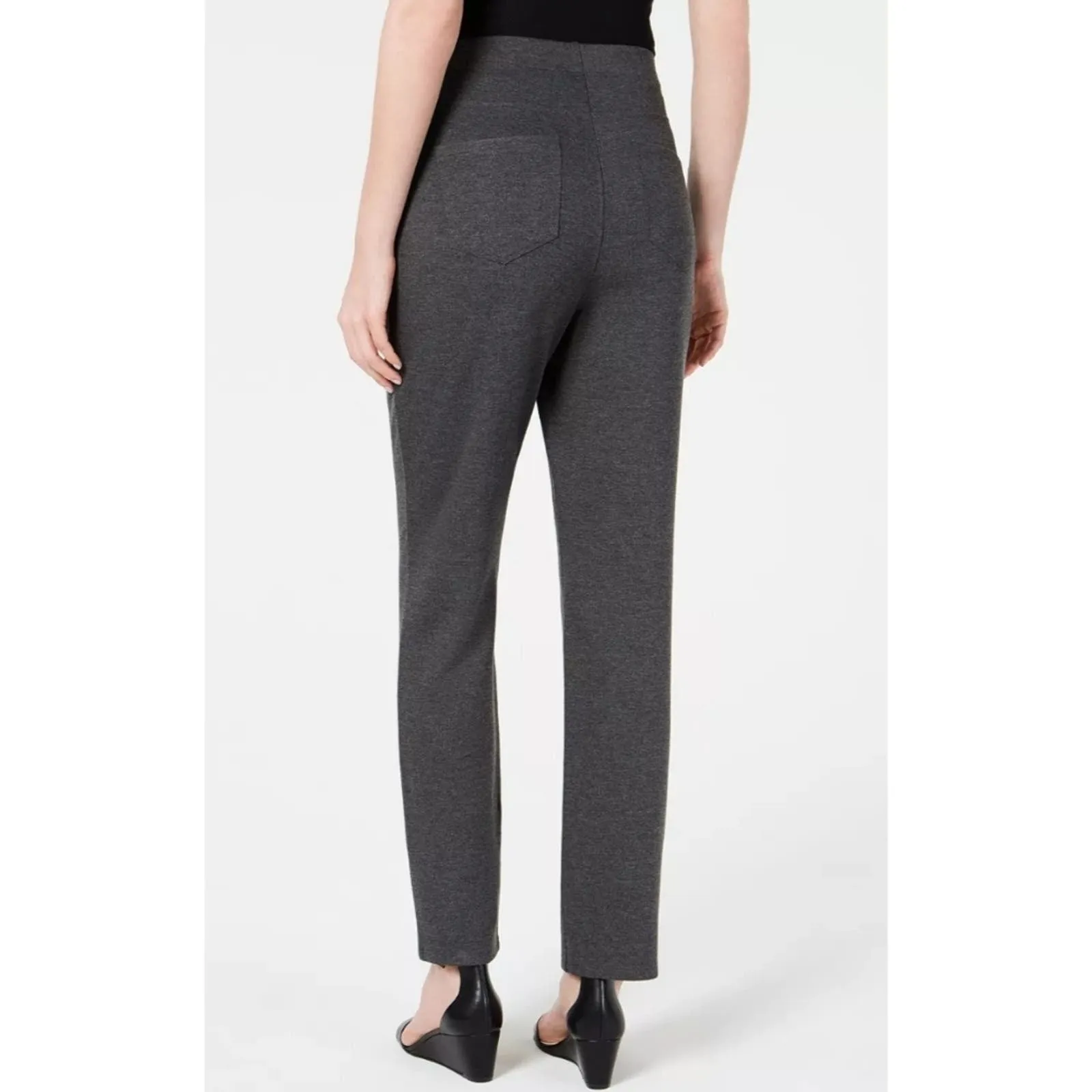 Karen Scott Sport Pull-On Comfort Pants Charcoal Heather XL