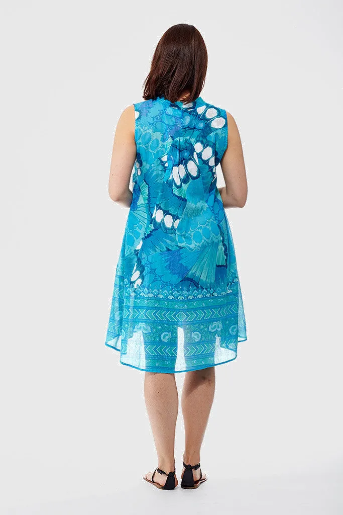 La Cera Sleeveless Butterfly Printed Dress