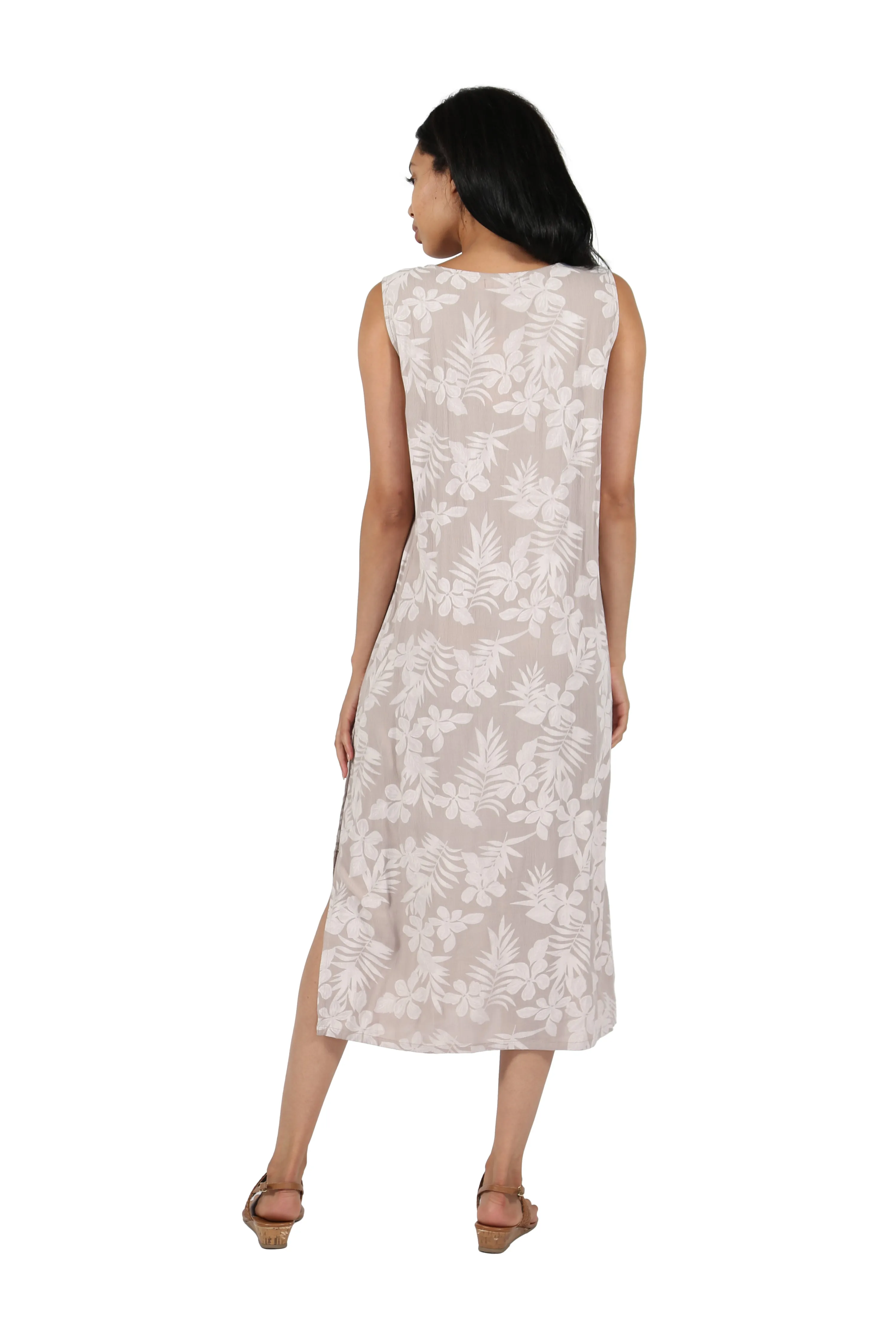 La Cera Sleeveless Floral Tonal Printed A-Line Dress