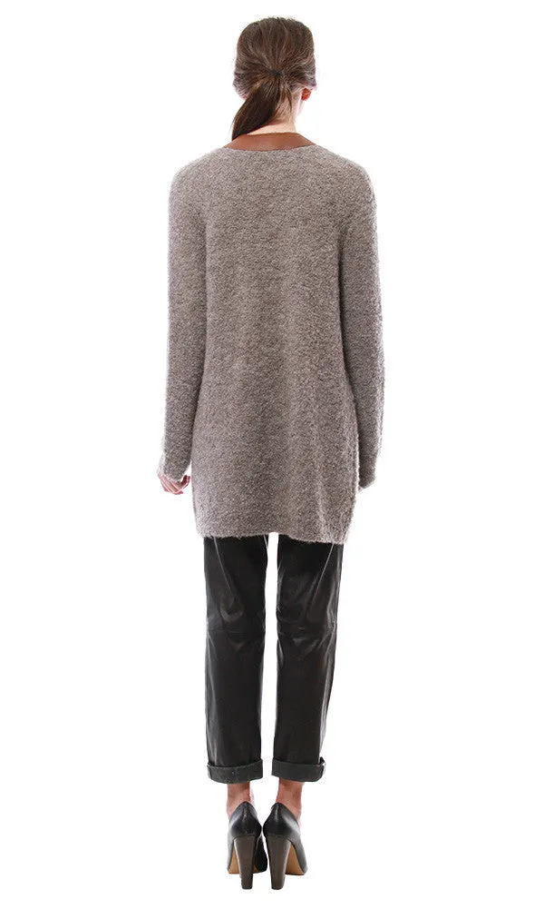 Leather Buckle Oversized Cardi