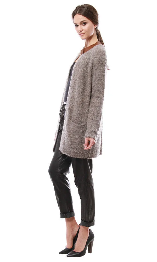 Leather Buckle Oversized Cardi