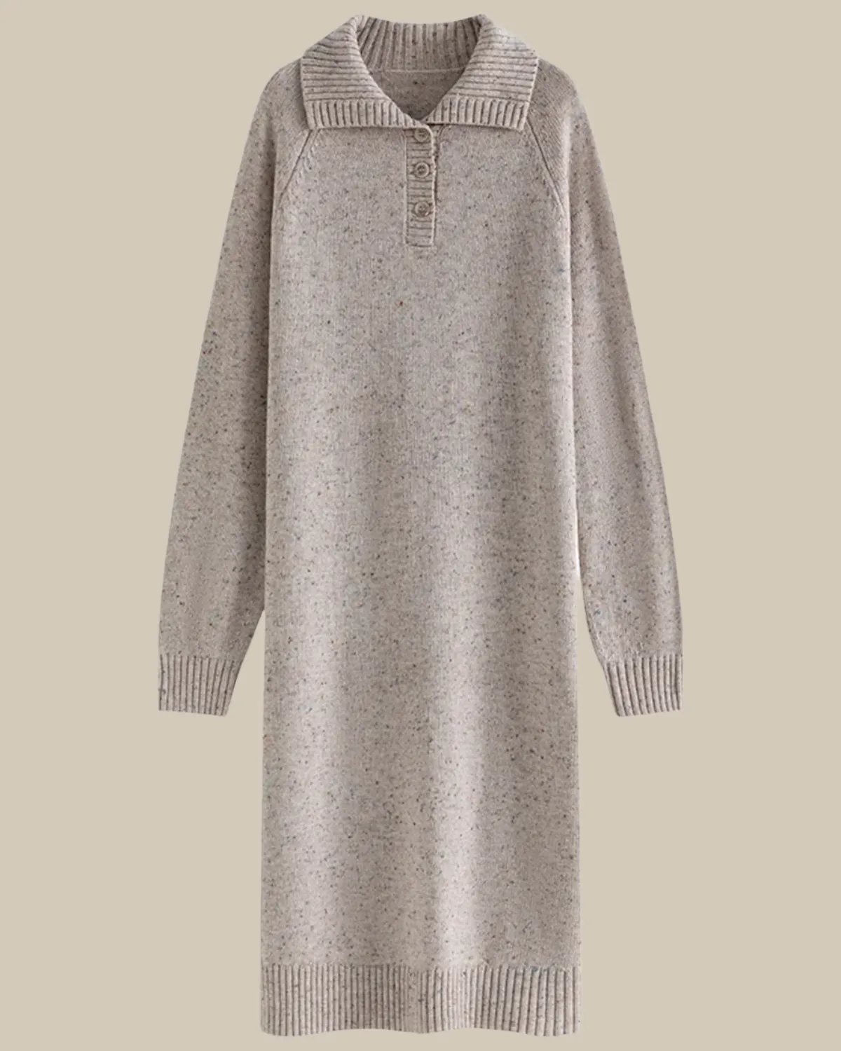 Lena Speckled Knit Polo Midi Dress