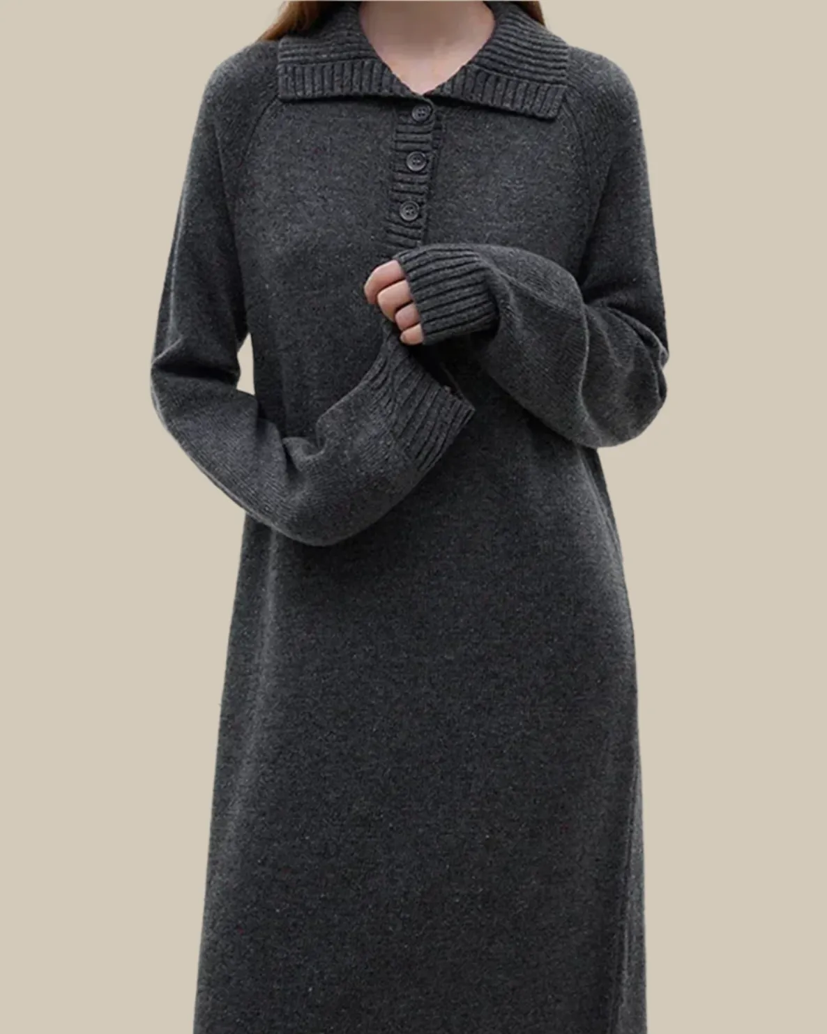 Lena Speckled Knit Polo Midi Dress