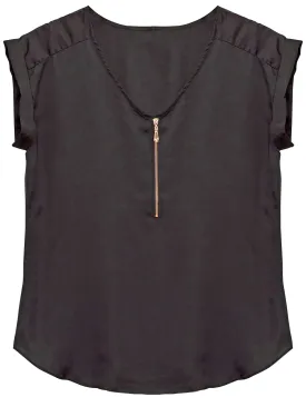 Lightweight Zipper Front Sleeveless Blouse
