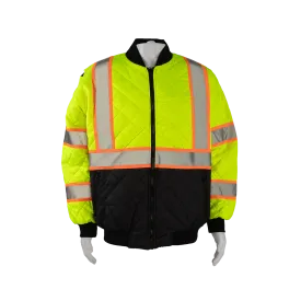 LOCQBJ-C3 ANSI Class 3 High-Vis Lime with Orange Contrast & Black Bottom Ultra Light Warm Down Jacket