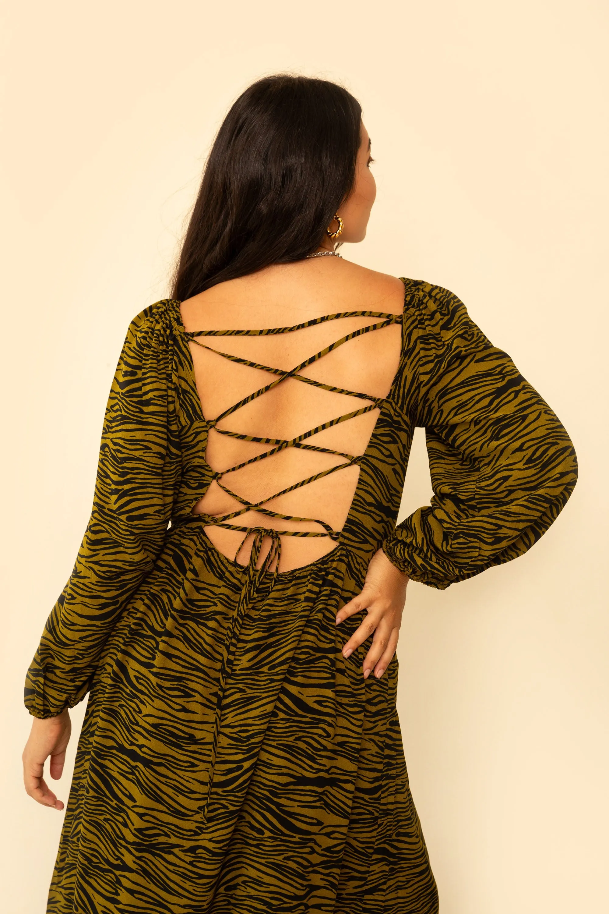 Luca Dress in Hunter Zebra