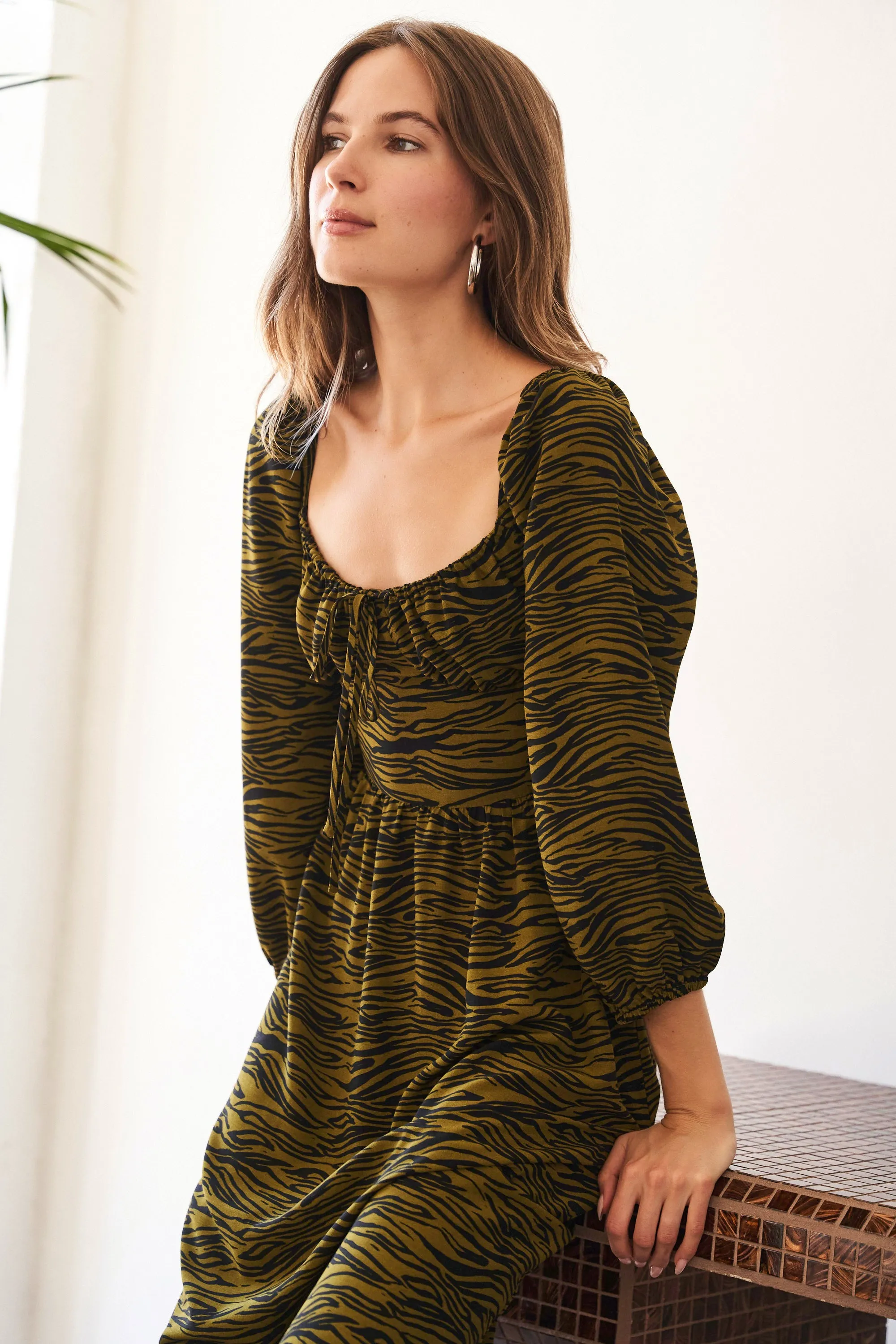 Luca Dress in Hunter Zebra