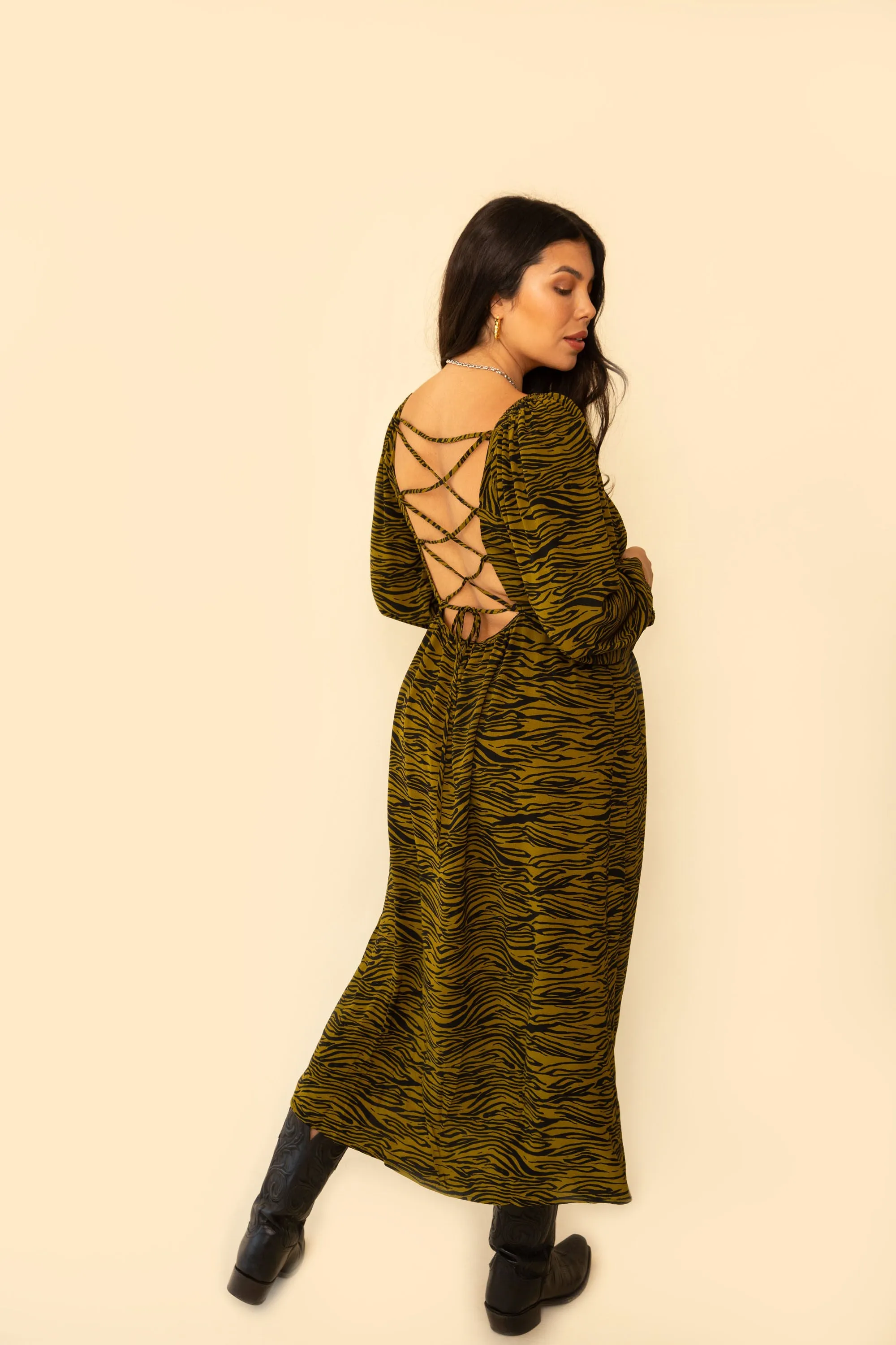 Luca Dress in Hunter Zebra