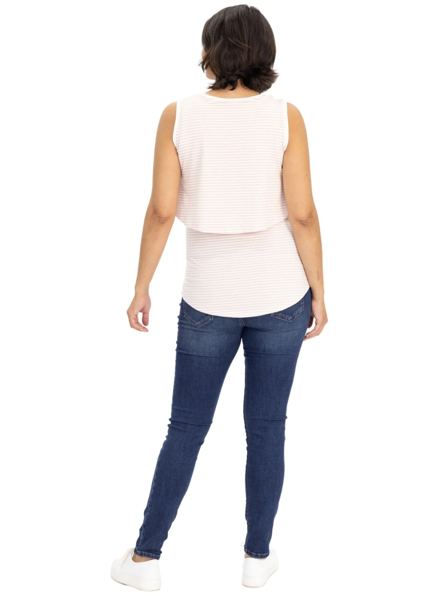 Maternity & Nursing Crossover Singlet  Top - Pink