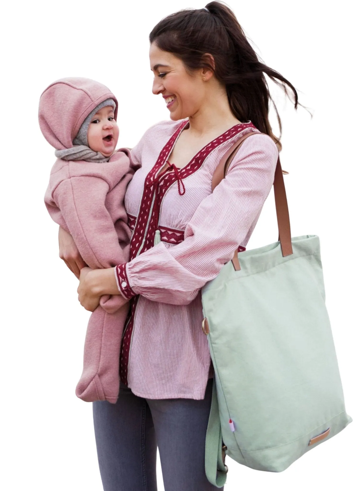 Maternity & Nursing Embroidered Blouse - Stripes