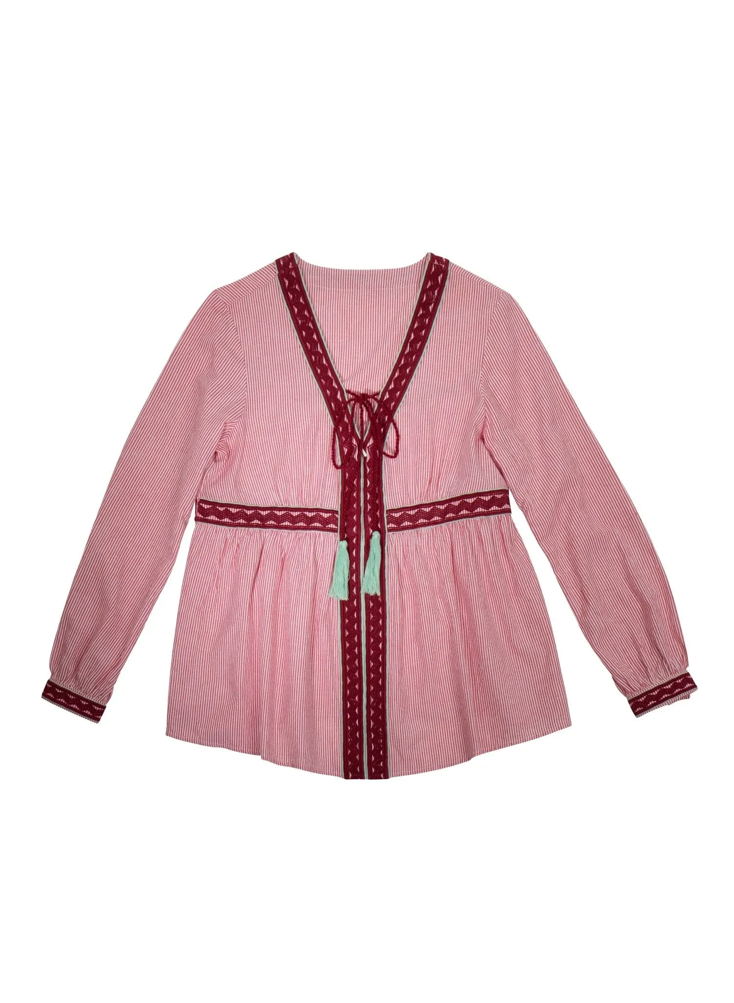 Maternity & Nursing Embroidered Blouse - Stripes