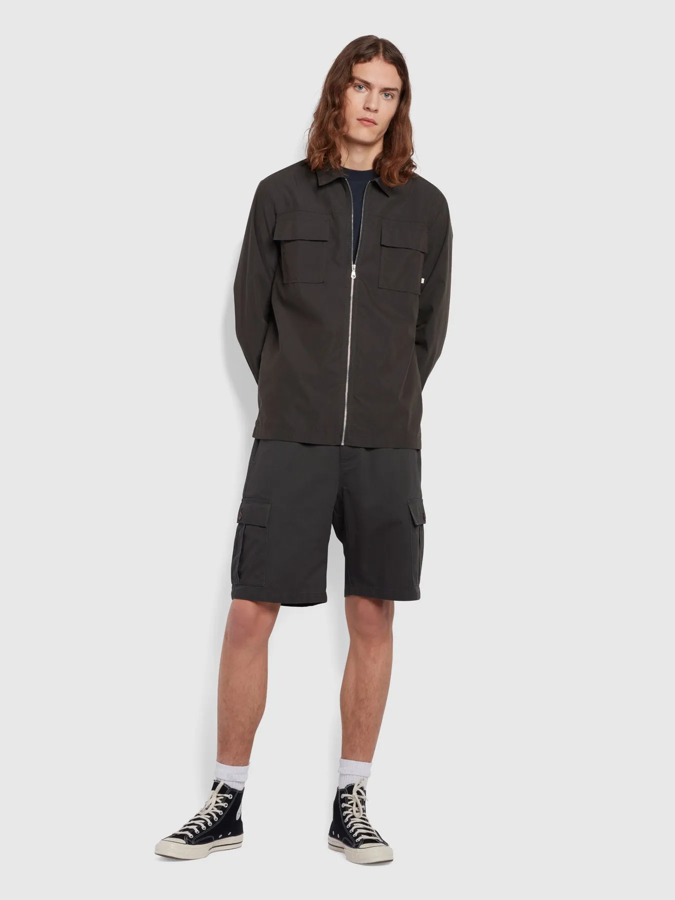 Mayhew Regular Fit Twill Cargo Shorts In Washed Black