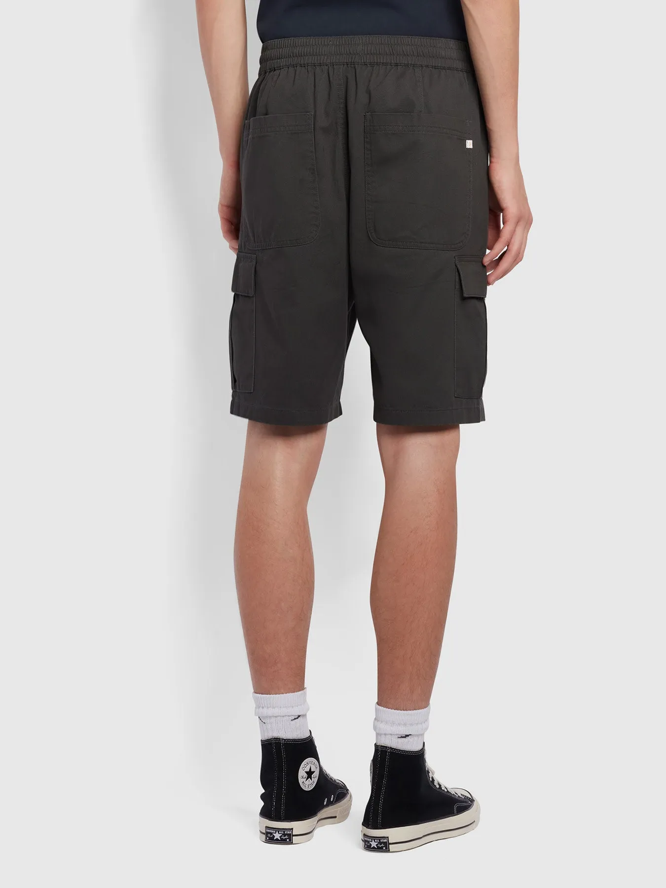 Mayhew Regular Fit Twill Cargo Shorts In Washed Black