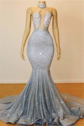 MERMAID HALTER SLEEVELESS FLOOR-LENGTH ROM DRESS SAS65