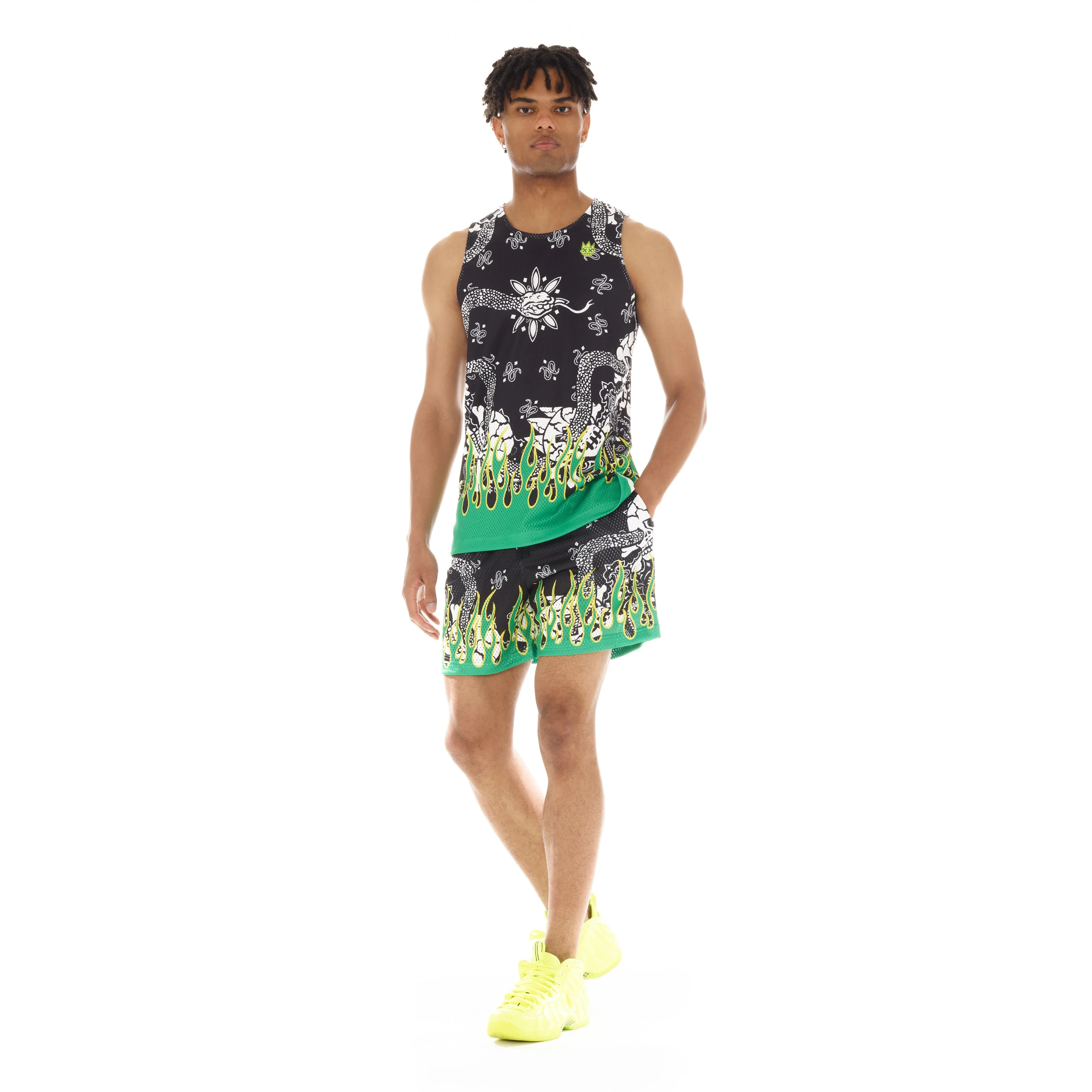 MESH ATHLETIC SHORT IN PAISLEY FLAME