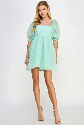 Mint Babydoll Mini Dress