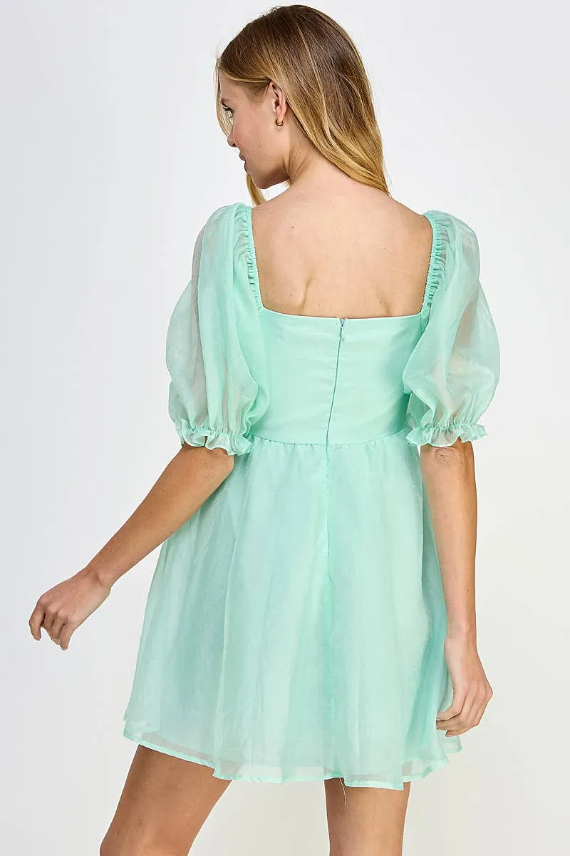 Mint Babydoll Mini Dress