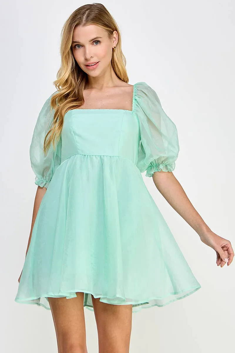 Mint Babydoll Mini Dress