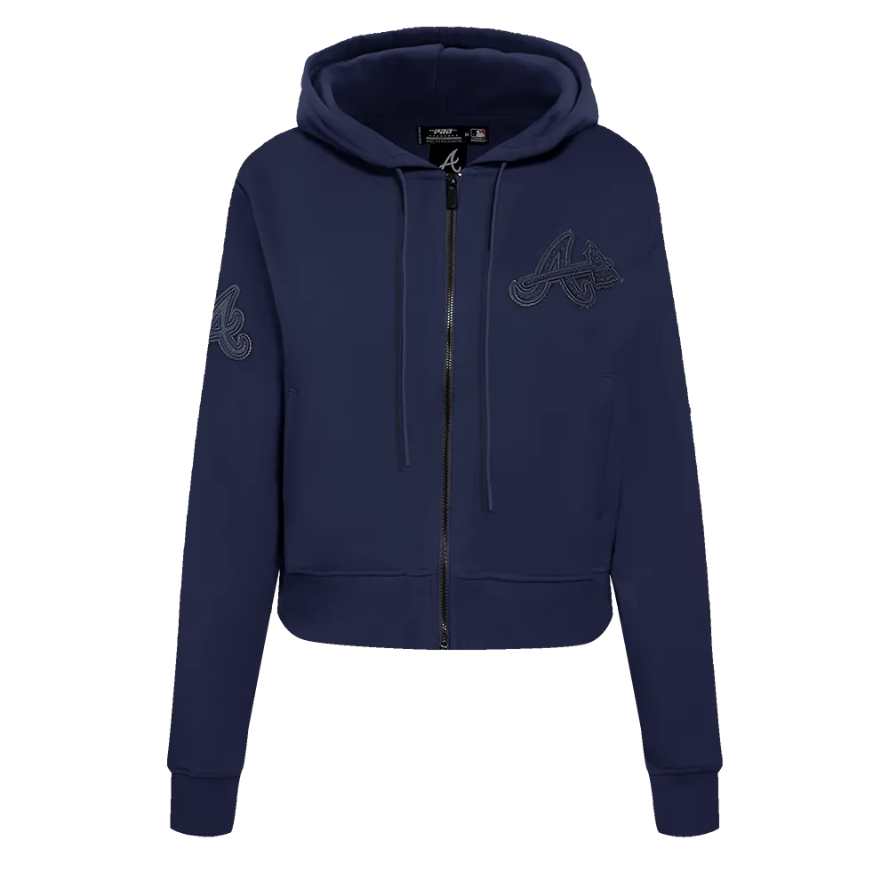 MLB ATLANTA BRAVES TRIPLE TONAL WOMEN'S DK FZ HOODIE (MIDNIGHT NAVY)
