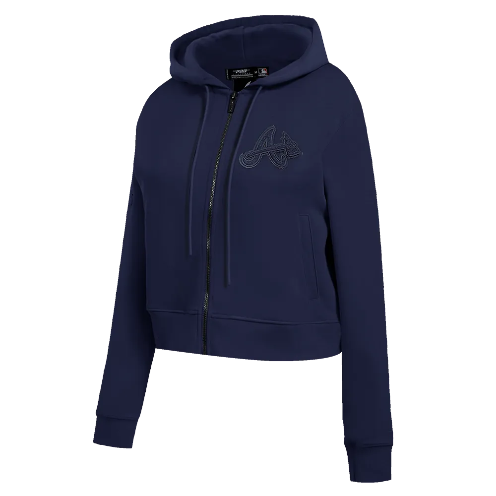 MLB ATLANTA BRAVES TRIPLE TONAL WOMEN'S DK FZ HOODIE (MIDNIGHT NAVY)