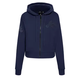 MLB ATLANTA BRAVES TRIPLE TONAL WOMEN'S DK FZ HOODIE (MIDNIGHT NAVY)